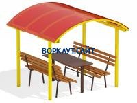 Стол и лавки под навесом МАФ 4005 в Сыктывкаре