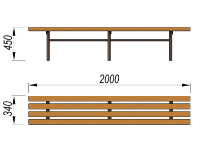 Двухметровая лавочка без спинки 2 м МАФ 1602 в Сыктывкаре