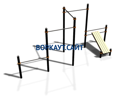 Воркаут комплекс разноуровневых турников со скамьей для пресса ВС-37 в Сыктывкаре