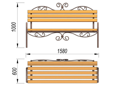 Лавочка кованная МАФ 1606 в Сыктывкаре