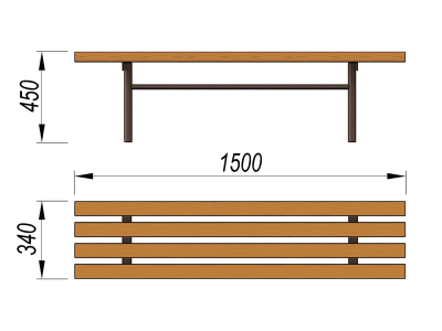Лавочка без спинки МАФ 1601 в Сыктывкаре