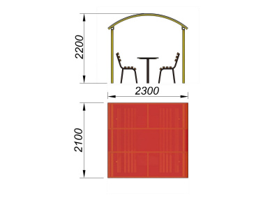 Стол и лавки под навесом МАФ 4005 в Сыктывкаре