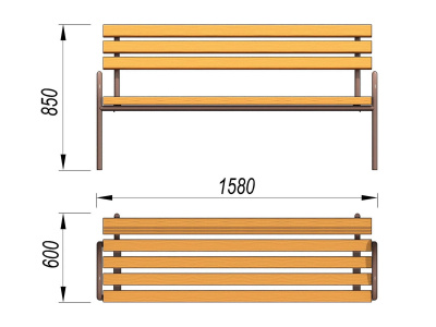 Парковая лавочка со спинкой МАФ 1605 в Сыктывкаре