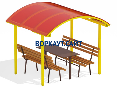 Стол и лавки под навесом МАФ 4005 в Сыктывкаре